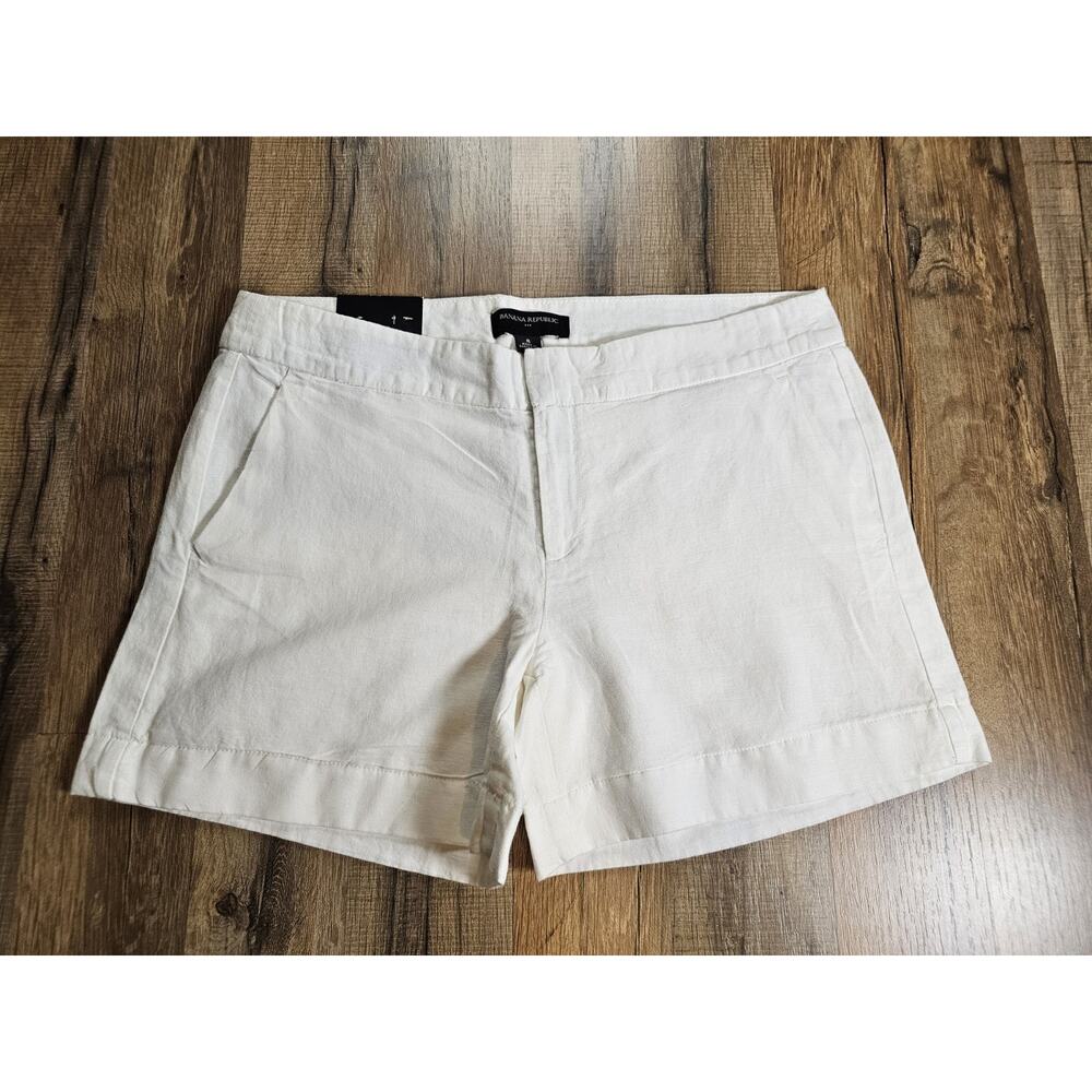 Banana Republic White Linen Blend Shorts Women's Size 8 NWT